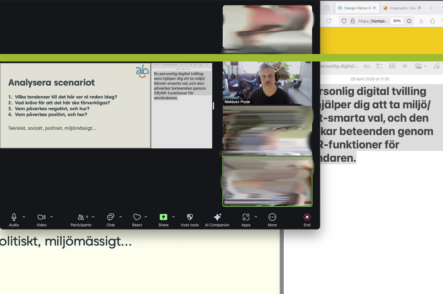 Screenshot of online Design Fiction Kit workshop